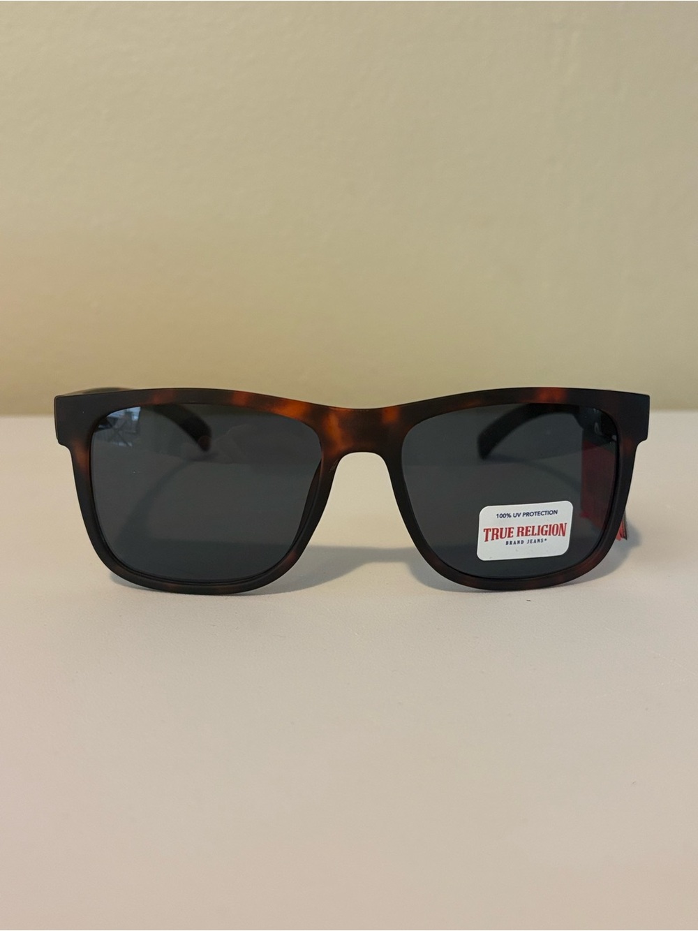 True Religion Men's Tortoiseshell Frame Sunglasses with Black Lenses